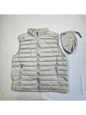 Weatherproof 32 Degrees Heat Mens XL Down Vest Gray Packable Ultralight